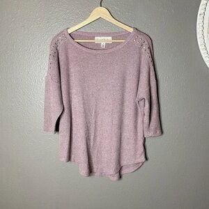 Lavender Knit Sweater with Shoulder Details